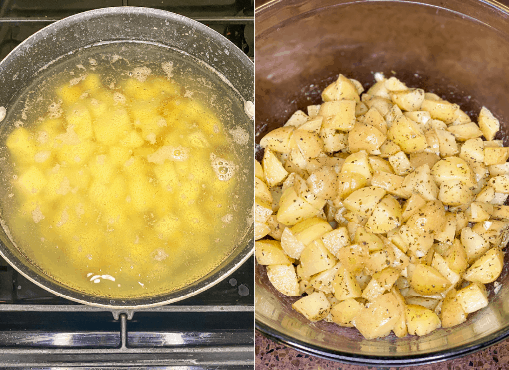 Boiled and tossed potatoes