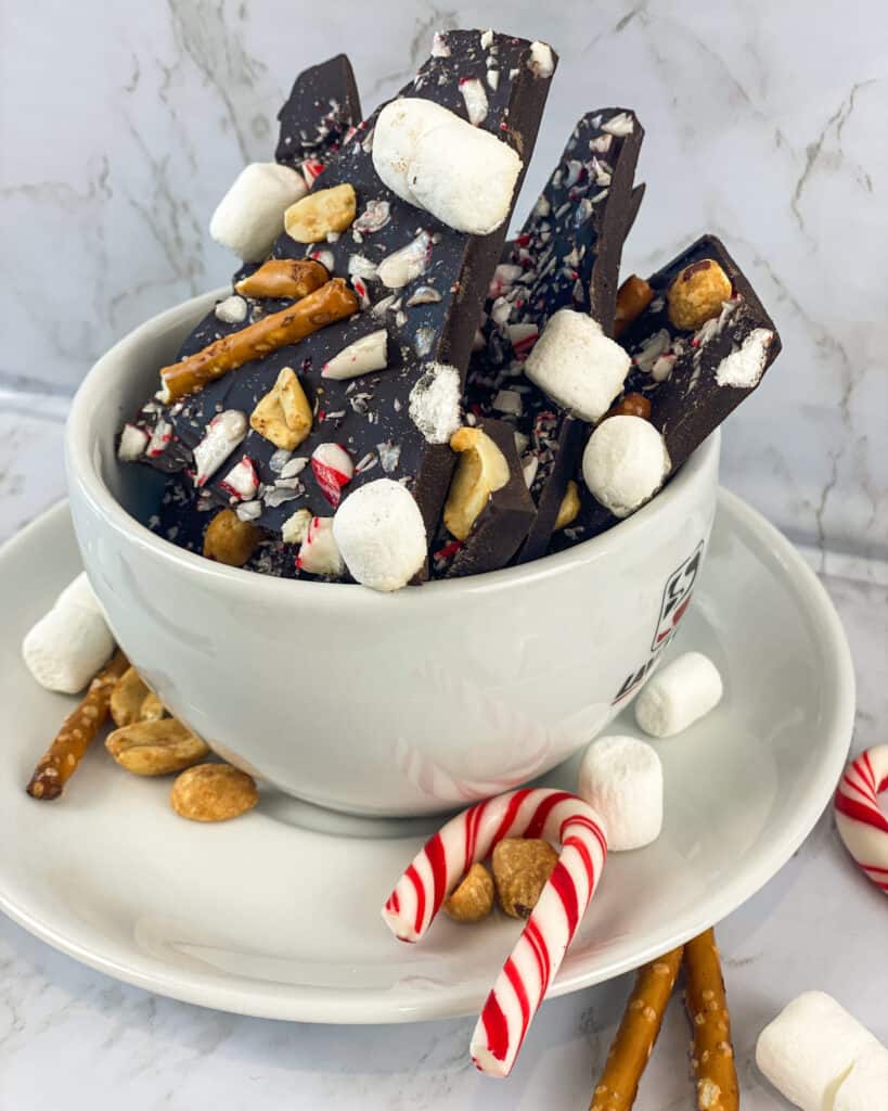 chocolate peppermint bark in a cup