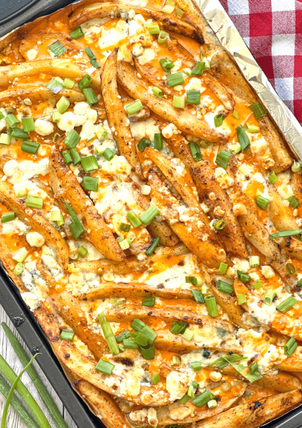 Saucy Oven-Baked Buffalo Cheese Fries with Ranch