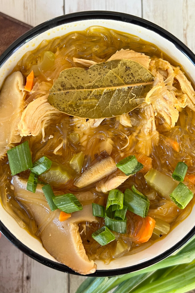 chicken sotanghon soup with mushroom