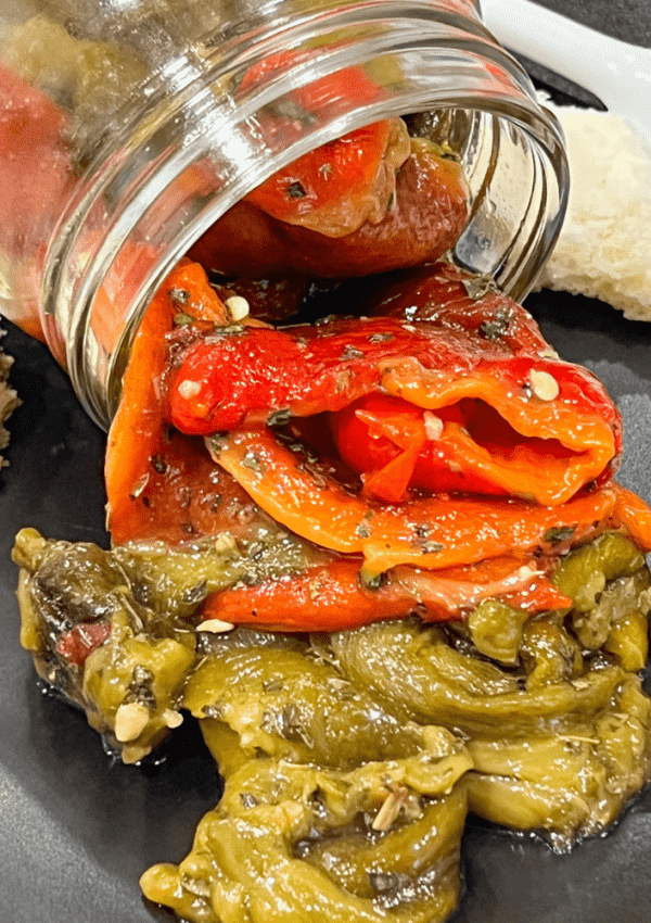 oven roasted peppers in olive oil